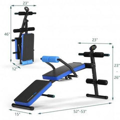 Multi-Functional Foldable Weight Bench Adjustable Sit-up Board with Monitor-Blue - Color: Blue