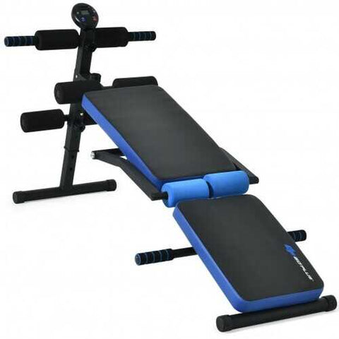 Multi-Functional Foldable Weight Bench Adjustable Sit-up Board with Monitor-Red
