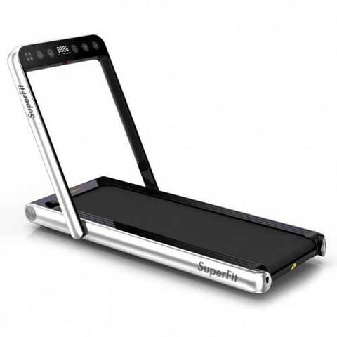 4.75HP 2 In 1 Folding Treadmill with Remote APP Control-Silver - Color: Silver