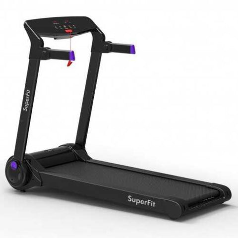 3HP Folding Electric Treadmill Running Machine with Bluetooth Speaker-Purple - Color: Purple