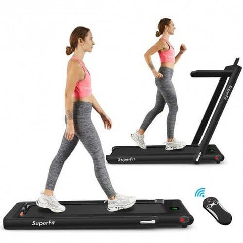 2 in 1 2.25 HP Under Desk Electric Installation-Free Folding Treadmil  with Bluetooth Speaker and LED Display-Black - Color: Black